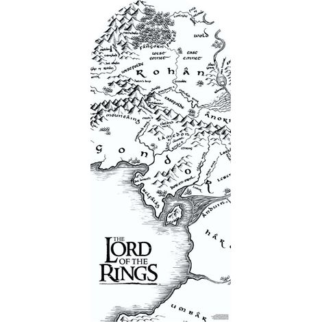 Figurine en carton Backdrop  Carte de Gondor et Rohan Noir et blanc - Le seigneur des anneaux- Haut 185 cm (1/5)