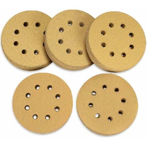 Lot de 100 meules avec manilles 60 80 120 150 220 grain 8 trous pour ponceuses orbitales aléatoires (1/5)