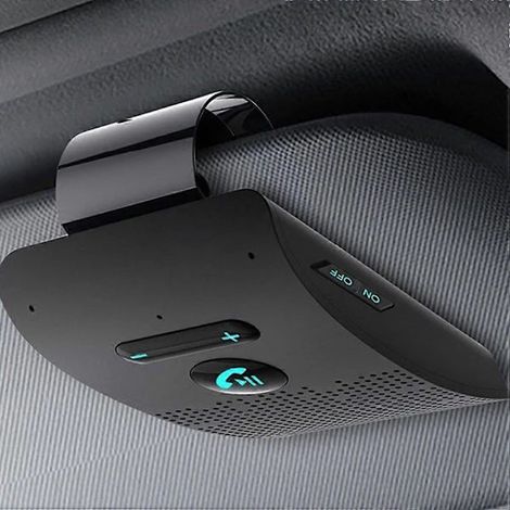 Bluetooth 5.0 Freisprecheinrichtung fürs Auto, drahtloser Audioempfänger zur Befestigung an der Sonnenblende, Lautsprecher, Musikplayer, zwei Mikrofone