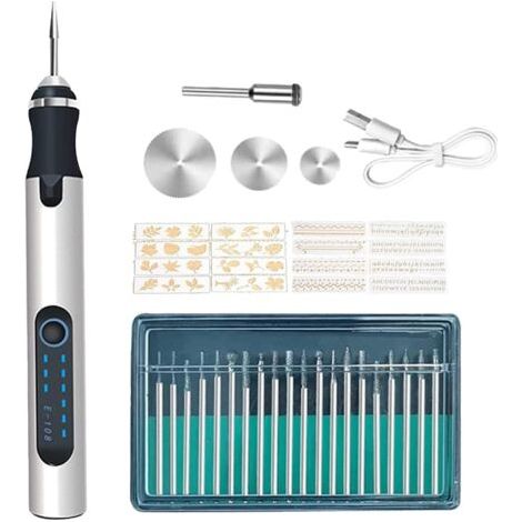 Stylo Graveur Électrique, Outil Graver Bricolage, Outils de Gravure Multifonction Mini Stylo Graveur sans Fil Graveur Verre Pour Bricolage Bijoux Métal Verre Pierre Plastique Bois