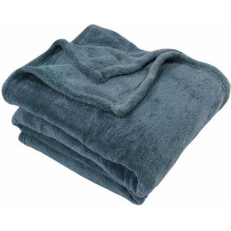Plaid Microfibre couleur orage 125x150- PEGANE -