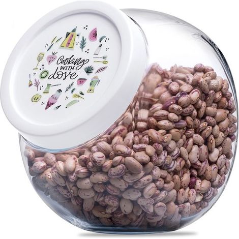 Bocal à bonbons - JUANIO - Lot de 4 - 1,5 L - Verre transparent - Couvercle vissé hermétique (1/4)