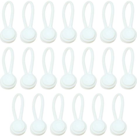 Set mit 20 minimalistischen weißen Silikon-Kabelorganisatoren (1/5)
