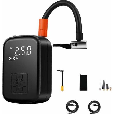 KLVGTIFS PU - Compresseur d'air, gonfleur de pneu de voiture 4000 mAh, pompe à vélo avec 5 modes de gonflage, affichage numérique,1800mA (1/4)