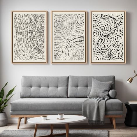 Black and White Abstract Print Set 61x91cm– wood frame