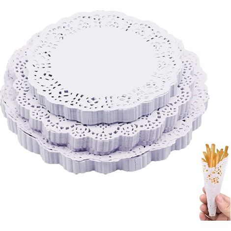 300 feuilles de papier dentelle blanc, papier à gâteaux (blanc) (1/5)