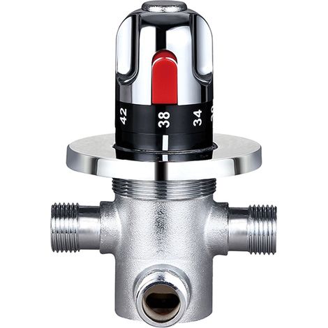 Miscelatore acqua calda/fredda, in ottone massiccio, termostatico, a temperatura fissa, per lavello, cucina, bagno, WC, G1/2, (1 pezzo)