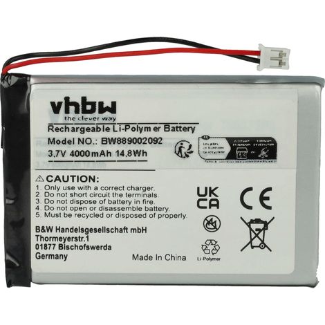 vhbw Batterie pour divers appareils (4000mAh, 3,7V, Li-polymère) 1x cellules