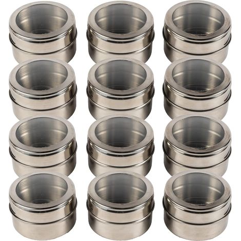 Boîtes à épices magnétiques - Lot de 12 Étiquettes incluses Acier inoxydable (1/5)