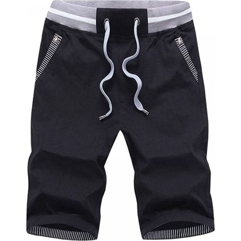 1 short de sport pour homme, taille élastique avec cordon de serrage, poches latérales, doublure anti-irritation, polyvalent salle de sport/course à pied (1/5)