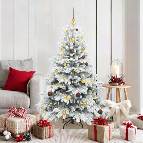 Künstlicher Weihnachtsbaum mit 150 LEDs Weiß 150 cm PE und PVC