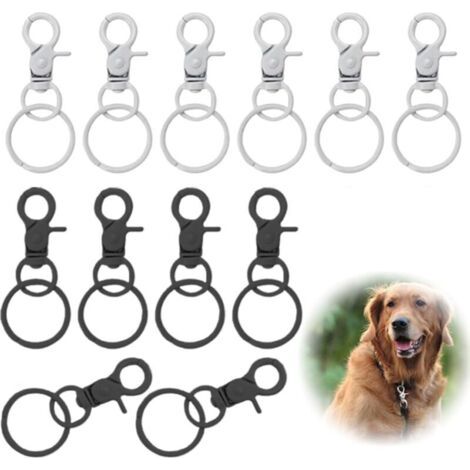 12 Pièces Mousqueton Pivotant Avec Porte Clé-Clips De Sécurité Robustes Et Rotatifs À 360°Pour Laisses Clés Et Plus Encore Petit Mousqueton Mousqueton