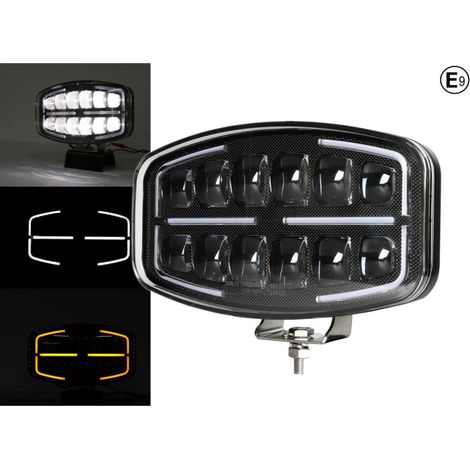 LED-Halogen-Scheinwerfer DRL weiß/gelbes Licht - 12–24 V für Geländewagen, Lkw, Agrartechnik u. a.