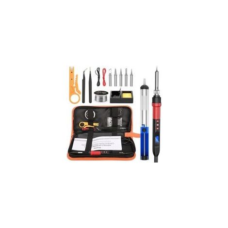 Kit saldatore, saldatore regolabile da 80 W con schermo LCD (220℃-500℃), stazione saldante, torcia per saldatura, filo di stagno, 5 punte per saldatura, spelafili, borsa portautensili portatile. (1/4)
