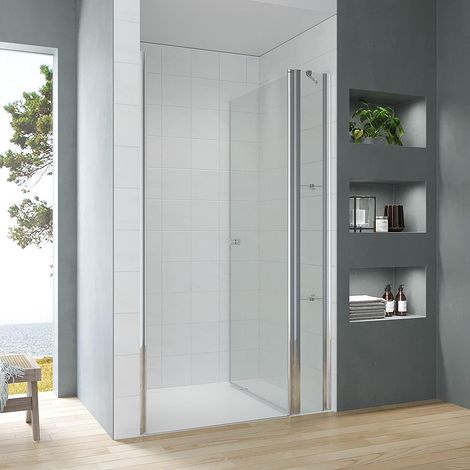 AQUABATOS Duschabtrennung, Nischentür Dusche mit Festteil Drehtür Schwingtür, 5 mm ESG Echtglas ,Wandausgleich 25mm, 100 x 187 cm (1/5)