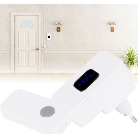 Wasserdichte Funk-Türklingel IP55 - Kabellose Türglocke für Haus, Garten, Villa - 110-260V AC - Einfache Installation, Weiß