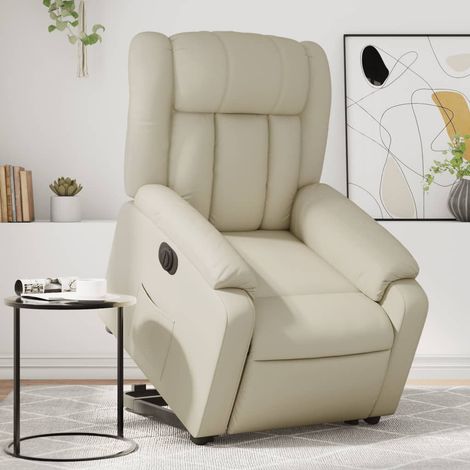vidaXL Relaxsessel mit Aufstehhilfe Elektrisch Creme Kunstleder