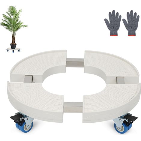Jiubiaz Pflanzenroller rund, Ø 38cm bis 52cm,Tragkraft 200 kg, Blumentopf Rolluntersetzer mit Rollen, Blumenroller für Außen & Innen