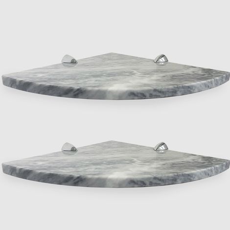 ALEDA STONE Quick Shelf 2 mensole angolari in marmo naturale bardiglio mat cm 22,9 con 4 reggimensola codice prod: BARA2QMA15 (1/2)