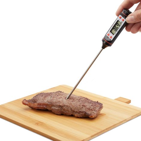Thermomètre de cuisine numérique avec écran LCD et sonde en acier inoxydable pour la viande, le four et le barbecue. (1/5)