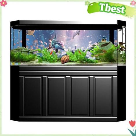 Tbest Autocollant décoratif d’aquarium Décoration D'Aquarium Autocollant PVC Paysage Imprimé Pour animalerie decor 6130 cm (1/4)