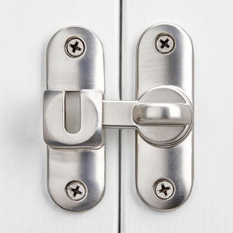 Serrure de porte battante argentée à 90/180 degrés, protection de la vie privée - serrure de sécurité pour portes, portails, quincaillerie pour portes de cabanon, fenêtres, portes de jardin, placards, (1/5)