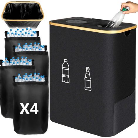 Recolector de depósito de botellas, capacidad de 160 L, diseño plegable, negro. (1/2)