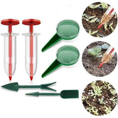 Kit d'outils de jardinage et de plantation, ensemble de semoirs, petit outil de semis combiné, rouge, 6 pièces (1/5)