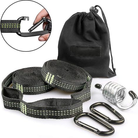Ensemble de fixation pour hamac, balançoire et chaise suspendue, 3 mètres x 2,5 cm, poids max. 500 kg, 15 + 1 boucles (1/4)