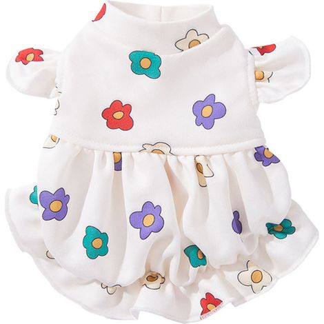 1 robe pour chien, imprimée fleurie, manches papillon, confortable et respirante, idéale printemps été (1/5)