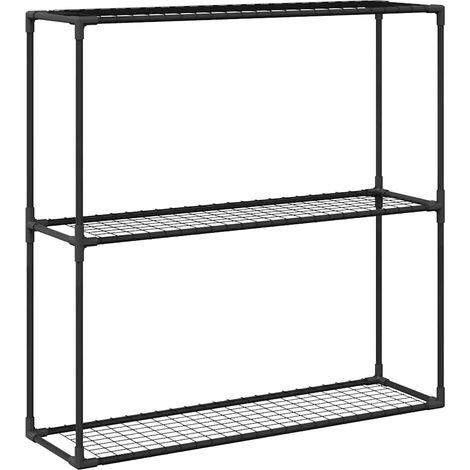 Support de plantes à 3 niveaux extérieur 100 x 32 x 102 cm durable moderne en acier noir