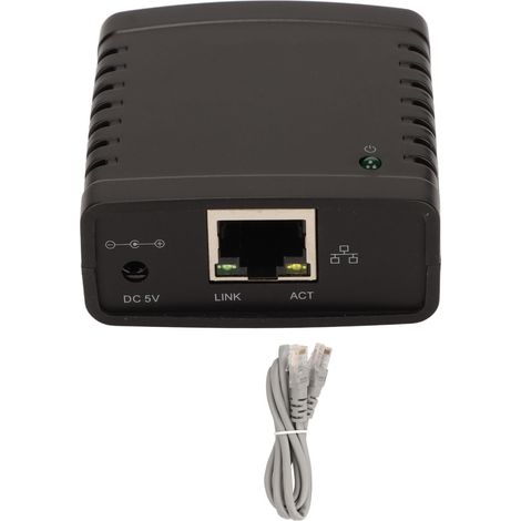 Serveur d'impression USB TCP/IP LPR 10 Mbps/100 Mbps, port LAN RJ45 standard, prolongateur/partenaire Wi-Fi USB, prise UE 100-240 V (1/5)