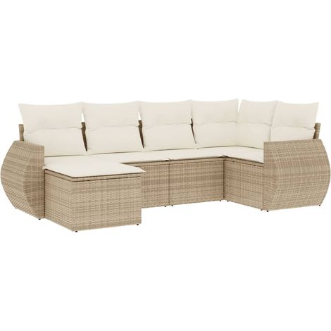 Maison Exclusive - Set Divano da Giardino 6 pz con Cuscini Beige in Polyrattan (1/5)