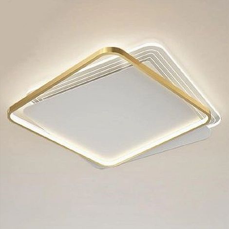 TrAdE Shop Traesio - Plafoniera Led 35w Quadrata Oro Lampadario Da Soffitto Moderno Luce Naturale 70739 - (1/3)