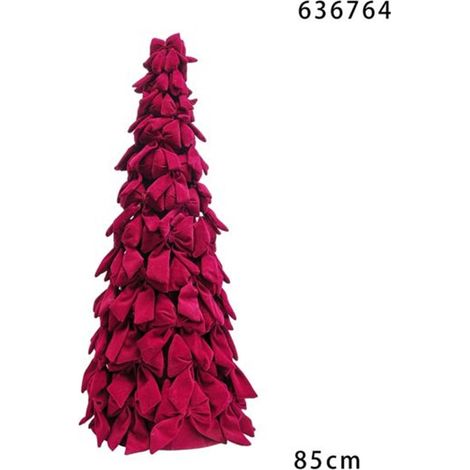 TRADE SHOP - Albero Di Natale Di Fiocchi Decorativo 85cm Ornamento Natalizio Da Appoggio Autoportante - Bordeaux (1/2)
