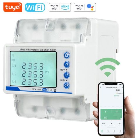 Tuya WiFi 3P4W Photovoltaik-Zähler – Dreiphasen-Wiedereinschaltschalter – Schutz vor Überlast, Überspannung, Unterspannung und Phasenausfall – LCD-Display (1/5)