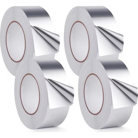 4 Rolls 50mm x 20m Aluminum Foil Tape Waterproof Heat Resistant Tape for Vapour Barrier Ventilation Air Conditioning (1/5)