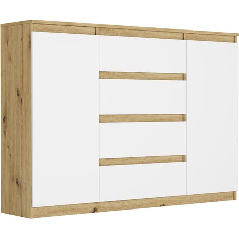 Kommode mit Schränken und Schubladen Artisan Mix Weiß, 140 x 40 x 98 cm - Modern R140S4