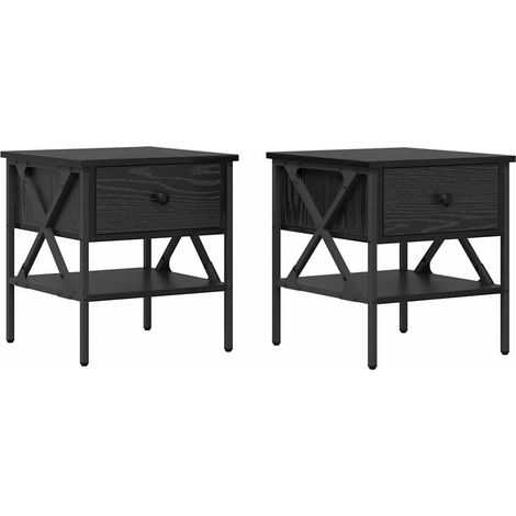 Maison Exclusive - Comodino 2 pz Rovere nero 40 x 42 x 45 cm (1/5)