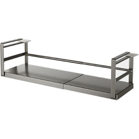 Erweiterbares Lagerregal für unter dem Regal, zum Aufhängen ohne Stanzen, zum Einschieben unter dem Regal, Schrank-Organizer, Edelstahl, Gewürzhalter für Küche, Speisekammer, Arbeitsplatte (1/5)