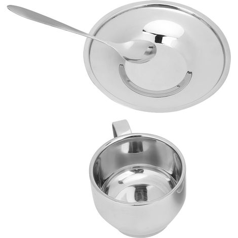Ensemble de tasses à café et expresso en acier inoxydable anti-brûlure avec cuillère et soucoupe (1/5)