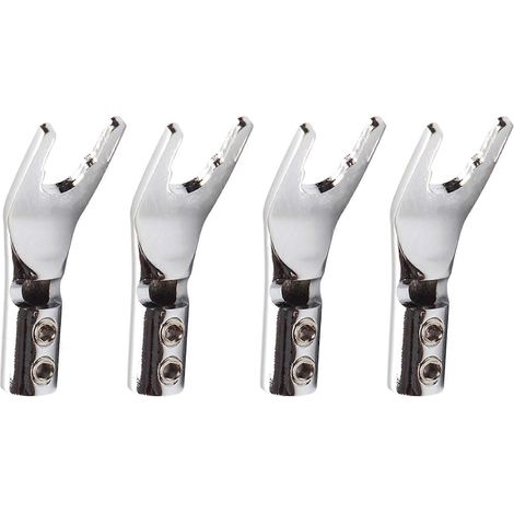 4 connecteurs audio jack en Y, fiches bananes, fil à souder, en cuivre plaqué rhodium, à vis, pour haut-parleurs HiFi. (1/5)