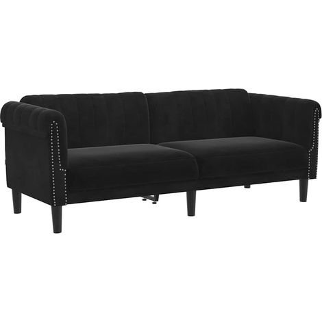 Schwarz Velours 3-Sitzer Sofa