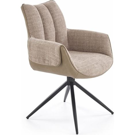 Silla Houston 1920, Beige, 87x65x64cm, Cuero ecológico + Tapiz, Metálico