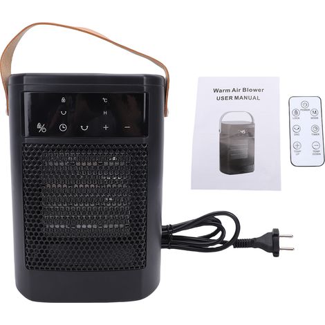 Eosnow Chauffage de bureau portable 1500W avec affichage numérique, espace électrique à domicile PTC Céramique Fast Chilage, 20-45 ° C réglable, oscillation 70 °, télécommande et tactile, surchauffe / (1/5)