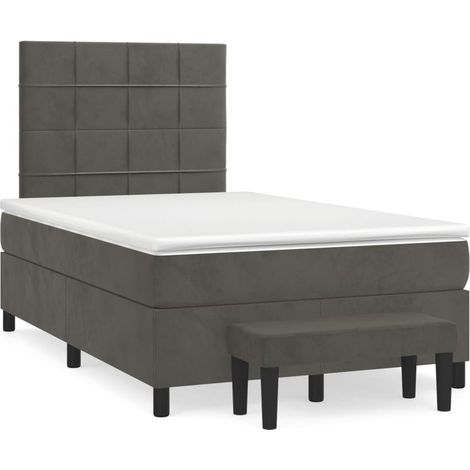 Maison Exclusive - Giroletto a Molle con Materasso Grigio Scuro 120x200 cm Velluto (1/5)