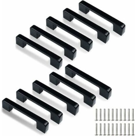 10 schwarze Möbelgriffe, 96 mm Möbelgriffe, Möbelgriff, Küchenschrankgriffe aus Edelstahl, Schrankgriffe, schwarze Griffe, Schrankgriffe (1/5)