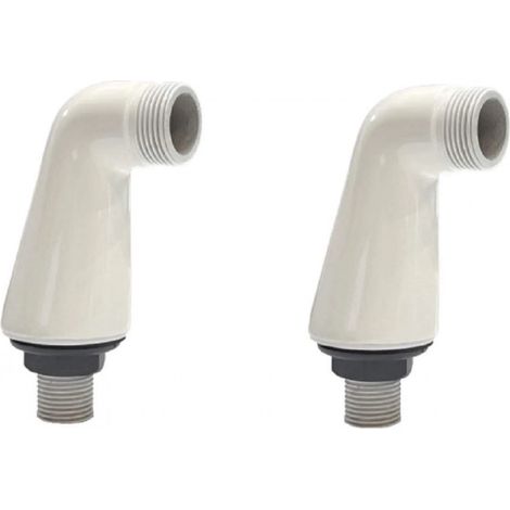 Raccord sur gorge luxe double mâle M15x21/M20x27, epoxy blanc (la paire)
