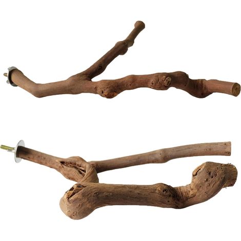 2 Pieces Wooden Feet Perches, Toy Hanging Parrot, Birds Perches, Parrot Perch Wood, for Parrot, Tiger Skin, Small Parrot, Canary Accessories (1/5)