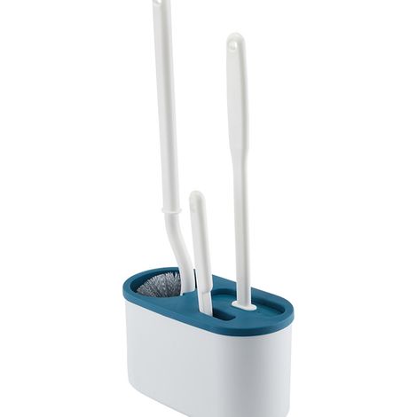 Set mit 4 WC-Bürsten, Wandhalterung ohne Bohren, mit 3 Badbürsten, blau (1/5)